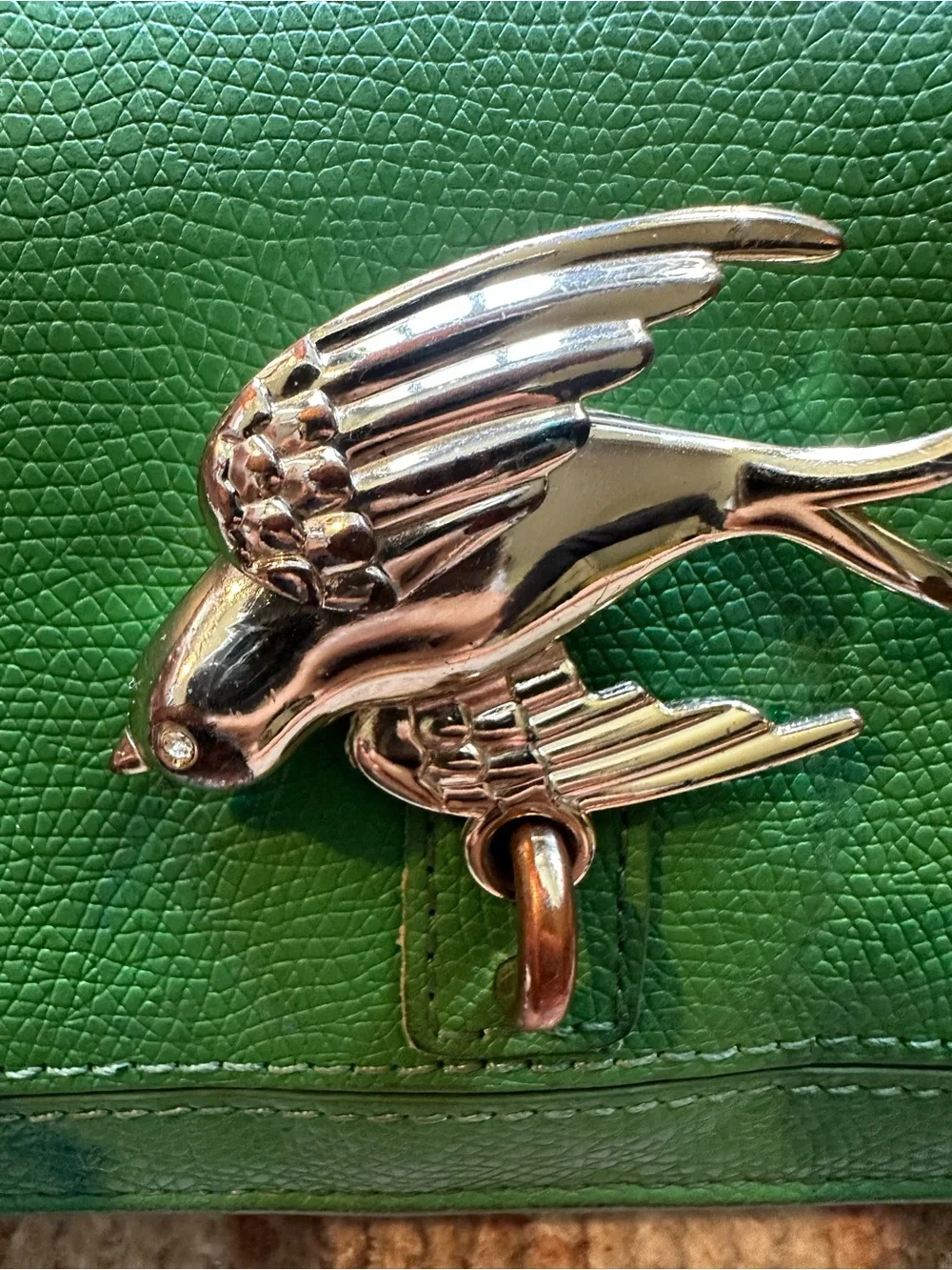 Juicy couture Green Zip Wallet with Gold Bird Accent